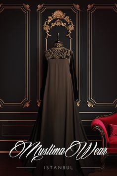 Layla Dress in Black velvet by Muslima Wear Abaya Style, Dress Classy, Muslim Dress, Abaya Fashion, Classy Dress, Gold Style, Hijab Fashion, Black Velvet, Formal Dresses Long