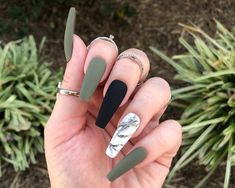 Green Acrylic Nails, Edgy Nails, Simple Acrylic Nails, Fall Acrylic Nails, Long Acrylic Nails Coffin, Coffin Nails Long, Acrylic Nails Coffin Short, Summer Acrylic Nails