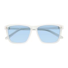 Unisex translucent white square full-rim sunglasses frames are available in variety of colors to match any outfit. These affordable qualified grandpa oversized thick classic geek-chic tinted sunglasses include free single-vision prescription light blue tinted lenses with AR and 100% UV protection, a case and a cleaning cloth. This iconic eyewear with a trendy and simple trapezoid-shaped design is one of your must-have items. Composed of wide plastic materials, has a full-rimmed frame, available Rectangular Clear Plastic Sunglasses, Clear Plastic Rectangular Sunglasses, Clear Rectangular Plastic Sunglasses, Casual Clear Square Frame Sunglasses, Square Sunglasses With Uv Protection And Glass Material, Square Sunglasses With Uv Protection, Glass, Square Glass Sunglasses With Uv Protection, White Wayfarer Sunglasses In Polycarbonate, Casual Square Glass Sunglasses