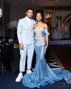 Blue Prom Dress Couple, Prom Color Ideas, Prom Dress Couple, Prom 2k24, Prom Blue, Senior Szn, Dress Couple, Prom Picture