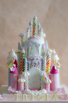 a birthday cake that is shaped like a castle