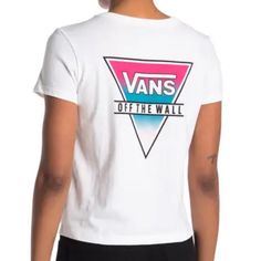 Nwt Vans T-Shirt “Off The Wall” Large Logo On Back Small Logo On Front Crewneck/Short Sleeve White Size L Measurements: Pit To Pit 19” Shoulder To Hemline 22.5” White Cotton Vans T-shirt, Vans Graphic Print Tops, Vans Graphic Tee With Graphic Print, Casual White Vans Tops, White Short Sleeve Vans Tops, Vans White Crew Neck T-shirt, White Vans T-shirt With Graphic Print, Trendy Cotton Vans Top, Vans Letter Print T-shirt For Summer