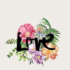 an instagram page with flowers and the word love in black letters on white background