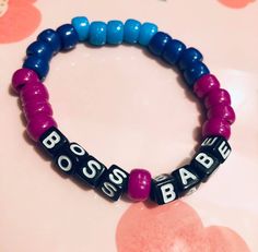 Boss Babe Plastic Pony Beads Bracelet. Handmade. 8 inch long. Wearing this beauty will most defiantly inspire confidence in your daily life! Pony Beads Bracelet, Pony Bead Bracelets, Blue Daisy, Pony Beads, Bracelet Handmade, Beads Bracelet, Boss Babe, Flea Market, Daily Life