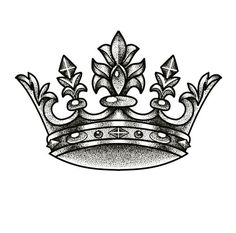 a black and white drawing of a crown with leaves on the top, vintage line drawing or engraving style