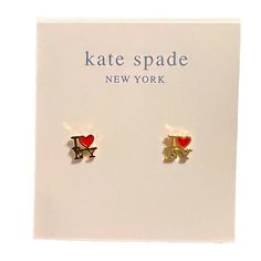 Stud Earrings, Brand New Includes Dust Bag Kate Spade Red Earrings For Gift, Black Stud Earrings, I Love Ny, Kate Spade Earrings, Ear Cuff Earings, Love Games, Disc Earrings, Stone Studs, Spade Jewelry