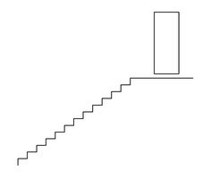 a black and white drawing of a stair