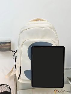 BirdinBag - Classic Graphic Letter Backpack Large Capacity Laptop Backpack, Functional Standard Backpack Shoulder Bag For Students, Casual Portable Laptop Bag For School, Casual Rectangular Portable Laptop Bag, Backpack For Daily Use And Back To School, Casual Portable Laptop Backpack, Casual Lightweight Laptop Backpack, Beige Backpack Laptop Bag For School, Beige Backpack Laptop Bag For Daily Use