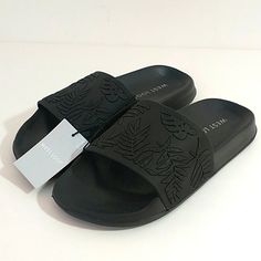 West Loop Women's Sandals. Size Small (5-6). The Sandals Are Black With A Black Botanical Theme On Them. Bundle And Save On Shipping, We Have A Large Variety Of Items. 91023 Adjustable Black Slippers For Spring, Botanical Theme, Women's Sandals, A Black, Women's Shoes Sandals, Womens Sandals, Shoes Sandals, Slippers, Women Shoes