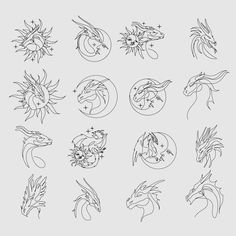 nine different types of dragon heads