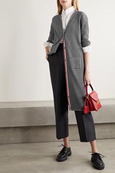 Ivy League Style Women, Casual Outfit Women, Thom Browne Shirt, Ivy League Universities, Prada Pants, Retro Cardigan, Retro Cardigans, Off Duty Outfits, Ivy League Style