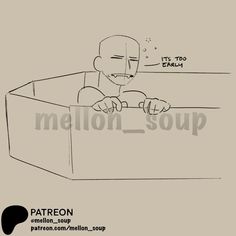 a cartoon drawing of a man in a box with the caption, it's too