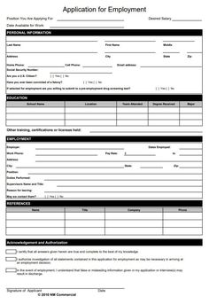 application form for employment in the united states