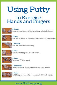 You can turn these fine motor activities into a game for your child. Let them use their imagination and think up other creative designs and objects to make out of the putty. Copyright © 2017 Pathways Foundation Hand Therapy Exercises, Vision Therapy, Recreation Therapy, Pediatric Physical Therapy