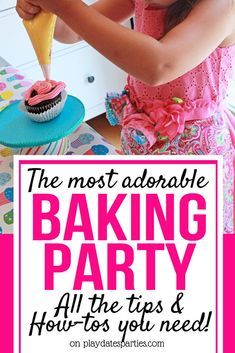 Kids Baking Party, Baking Birthday Party, Kids Cooking Party, Baking Birthday Parties, Cake Decorating Party, Baking Theme, Cupcake Birthday Party, Birthday Baking