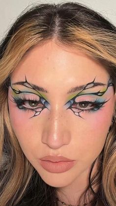 Makeup Suggestions, Bright Makeup, Graphic Makeup, Rave Makeup, Work Makeup, Lashes Mascara, Blue Monday, Swag Makeup, Unique Makeup