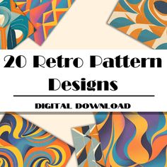 20 retro pattern designs with the title overlay