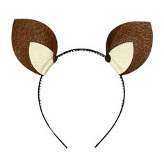 a brown and white cat ears headband