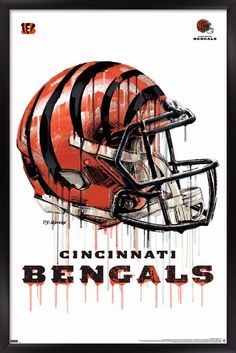 an orange and black football helmet with the word cincinnati on it's front side