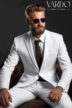 >>ORIGINAL ARTWORK AND CONTENT, PLEASE DO NOT COPY<< Men Suits, Suits For Man, Classic Elegance: Men's White Two Piece Suit for Men, Timeless Style for Men. Classic and Stylish Formal Wear for Men piece Wedding Suit, Double Breasted, Formal Fashion Slim Fit Suit. Description: Elevate your style with our timeless Men's White Two Piece Suit, a symbol of sophistication and refinement. Crafted with precision, this suit seamlessly blends modern design with classic charm, making it the perfect choice for weddings, formal events, and memorable occasions. Immerse yourself in the allure of the pristine white fabric, tailored to perfection for a comfortable and distinguished fit. The jacket features a sleek notched lapel, adding a touch of contemporary flair to the traditional design. Paired with fl Classic White Tailored Suit And Tie Accessories, Professional White Suits For Business, White Professional Suits For Business, White Professional Blazer For Formal Occasions, White Suit Men, Two Piece Suit For Men, Men Tailored Suit, Suit Double Breasted, White Two Piece