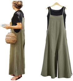 PRICES MAY VARY. 100%棉麻 中国制造 Hand Wash Only Wide Leg Pants Plus Size, Jumpsuits Casual, Trousers Wide Leg, Womens Jumpsuits Casual, Tank Jumpsuit, Pants Plus Size, Overalls Pants, Long Romper, Bib Overalls