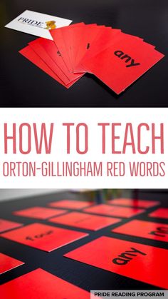 how to teach orton - gillingham red words with pictures and text below it