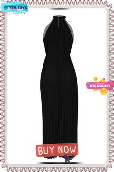 Sleeveless Solid Pleated Swing Maxi Dresses Black Sleeveless Pleated Maxi Dress, Pleated Sleeveless Dress For Date Night, Maxi Dresses, Maxi Dress, Dresses