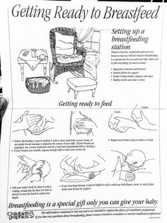 the instructions for getting ready to breastfeed