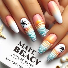 Spirit Nails, Best Nail Colors, Acrylic Nails Almond Shape, Quartz Nails, Beach Nail Designs, Unghie Sfumate, Pale Beige, Tropical Nails