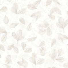 a white wallpaper with leaves on it