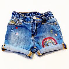 Baby Gap “Shorty Short” Embroidered Jean Shorts. So Adorable! Never Worn. Playful Denim Shorts, Cute Blue Shorts For Playtime, Playful Shorts For Playtime, Cute Blue Shorts For Playwear, Cute Embroidered Blue Bottoms, Gap Blue Jean Shorts For Summer, Cute Denim Bottoms For Playwear, Blue Shorts For Playtime, Blue Jean Shorts By Gap