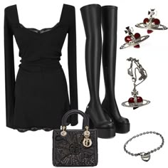 Vamp Outfit Style, Estilo Vamp, Vamp Style Outfits, Vamp Outfit, New Rock, Looks Black