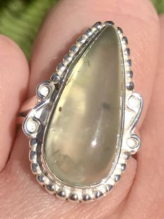 Prehnite Cocktail Ring Size 7 - Morganna’s Treasures Spiritual Cabochon Moonstone Ring, Green Crystal Healing Ring, Green Spiritual Crystal Ring For Healing, Spiritual Healing Jewelry Made Of Prehnite, Prehnite Ring, Personal Healing, The Healer, Learning To Say No, Ring Size 7