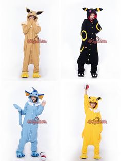 Eevee Cosplay, Pokemon Kigurumi, Matching Onesies, Pokemon Costumes, Pokemon Clothes, Black Onesie, Onesie Costumes, Cute Onesies, Animal Onesie