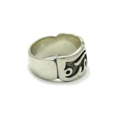 Sterling silver ring - R000356. Stamped 925. Approximate weight 9.3 grams. Width 11.0mm (0.44 inches). All our jewels are made from solid sterling silver 925/1000 and are carefully crafted by hand in our family workshop. We dispatch your orders in 5 working days, worldwide and the postage is $5. We ship registered priority mail. Please allow 5-7 working days for delivery in Europe and 10-15 working days outside Europe. For any questions - please do not hesitate to contact me! Sterling Silver Wide Band Ring Stamped 925, Symbolic Sterling Silver Rings Stamped 925, Symbolic Sterling Silver Rings With Polished Finish, Symbolic Silver Sterling Signet Ring, Symbolic Sterling Silver Engraved Ring With Polished Finish, Silver Sterling Silver Engraved Wide Band Ring, Silver Sterling Engraved Ring, Spiritual Style, Symbolic Silver Sterling Engraved Ring, Symbolic Silver Hallmarked Rings