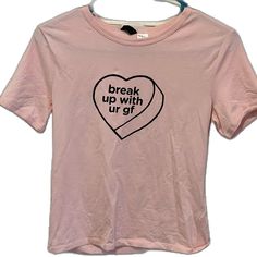 Fitted Pink T-shirt With Heart Graphic, Trendy Crew Neck Top With Heart Graphic, Pink Fitted T-shirt With Heart Graphic, Trendy Pink Tops With Heart Graphic, Trendy Pink Top With Heart Graphic, Pink Short Sleeve Top With Heart Graphic, Ariana Grande Pink, Honey Shirt, Lululemon Shirt