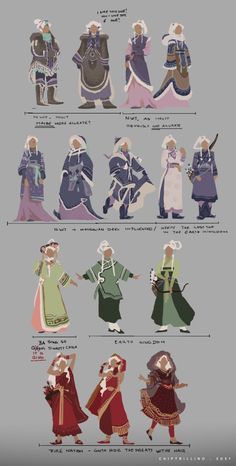 an image of some people in medieval dress and costumes with different outfits, including the headgear