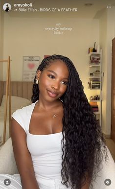 Formal Dress With Braids, Alissa Ashley Braids, Zoe Kravitz Braids Sew In, Cute Braids With Curls, Straight Goddess Braids, Natural Graduation Hairstyles, Braids On Dark Skin Women, Fall Protective Styles Black Women, Cuban Hairstyles