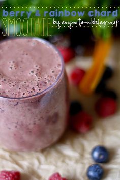 Berry and Rainbow Chard Smoothie by Anyonita Nibbles Healthy Treats Recipes, Rainbow Chard, Smoothie Bar, Yummy Smoothie Recipes, Smoothie Prep, Good Smoothies, Smoothie Shakes, Yummy Smoothies, Smoothie Recipe