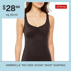 Contour your curves with Ambrielle women's no "Side Show" camisole. This tag-free shapewear is made from breathable stretch fabric for extra tummy control and offers firm support and an overall smoothing look around the waist.Features: Tag Free, Side Smoothing, Comfort Straps, Silicone GripsConcerns: Waist, Torso + Back, Tummy SolutionsSupport: Firm SupportFiber Content: 82% Nylon, 18% SpandexFabric Description: ElastaneCare: Hand Wash, Line DryCountry of Origin: Imported Shapewear, Stretch Fabric, Overalls, Siding, Black