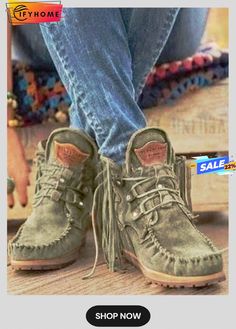 Vintage Roman Platform Fringe Lace-up Booties Casual Lace-up Winter Booties, Casual Lace-up Booties For Fall, Casual Lace-up Fall Booties, Casual High-top Booties For Fall, Casual Lace-up Spring Booties, Tassel Heels, Tassel Shoes, Buy Boots, Low Heel Boots