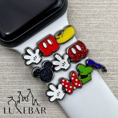 Apple Watch Charm, Disney Attire, Cute Apple Watch Bands, Disney Gear, Disney Trip Outfits, Travel Disney, Screw Bracelet, Slider Bar, Disney Magic Bands