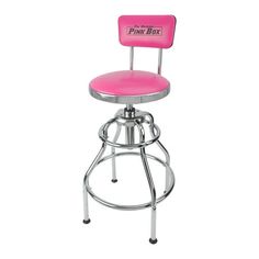 pink stool with chrome frame and footrests on an isolated white background for display