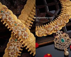 Nakshi Pendant, Naj Jewellery, Kasu Haram, Antique Haram, Gold Bridal Necklace