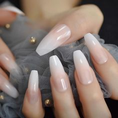 Long French Nails, Ombre French Tips, Manicure Tips, Fake Nails With Glue, Nail Length, Nail Art Hacks, Nail Sizes, False Nail, Nude Nails