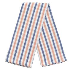 an orange and blue striped tie on a white background