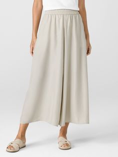 Washed Silk Skirt Pant Silk Pant, Silk Midi Skirt, Skirt Pant, Leaf Green, Silk Pants, Silk Skirt, Eileen Fisher, Skirt Pants, Cropped Pants