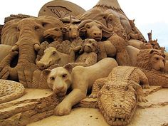 there are many animals made out of sand