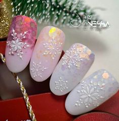 Elegant Christmas Nails 2023, Holiday Nails Winter, Unghie Sfumate, Cute Christmas Nails, Winter Nails Acrylic, Christmas Nails Easy