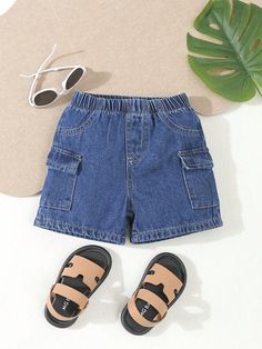 Baby Boy Casual And Comfortable Workwear Pocket Denim Shorts Dark Wash   Sleeveless Denim Plain Bottoms Non-Stretch  Baby Boys Clothing, size features are:Bust: ,Length: ,Sleeve Length: Comfortable Workwear, Boys Denim, Short En Jean, Boys Casual, Pocket Jeans, Boys Clothing, Kids Beachwear, Baby Boy Outfits